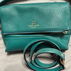 Kate Spade Green and Blue Crossbody Bag with Gold Hardware